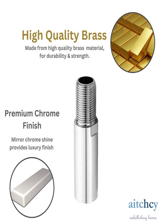 Aitchcy Extension Nipple 4 Inch For Pipe | Full Brass 4Inch Extension Nipple For Pipe Fittings (Chrome Finish) (4inc Pack of 2) - Image 3
